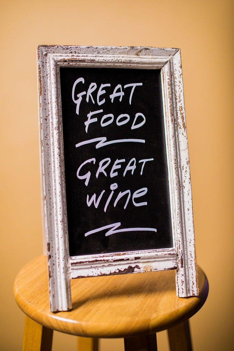 Chalkboard sign with a party menu at a birthday celebration