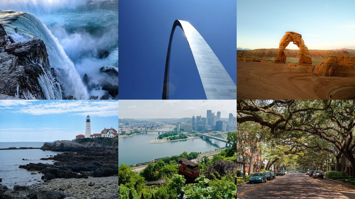 Cheap travel destinations in the USA collage