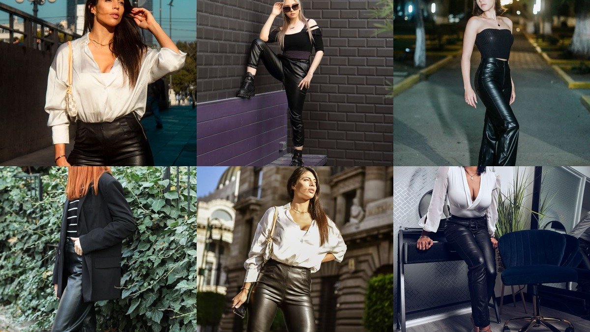 Leather pants outfits ideas collage