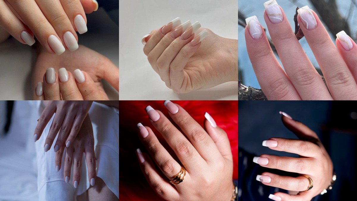 15 milky white chrome nails collage