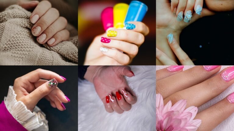14 polka dot cat eye nails collage